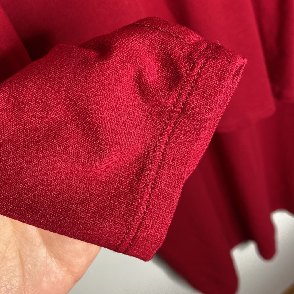 J Jill Wearever collection red stretch jersey knit tiered long sleeve dress XS - Picture 5 of 9